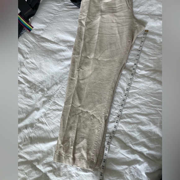 L.L. Bean Classic Fit 100% linen beige elastic tie waist pants | 18 - Picture 12 of 13